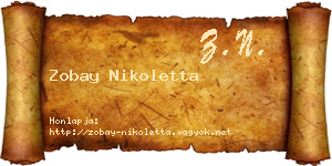Zobay Nikoletta névjegykártya